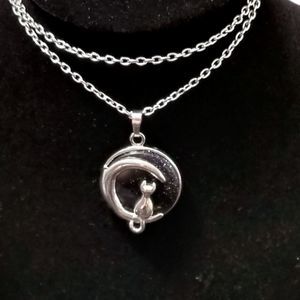 Rin's Unique Boutique - Handmade - Blue Goldstone Kitten Pendant - Neckl…